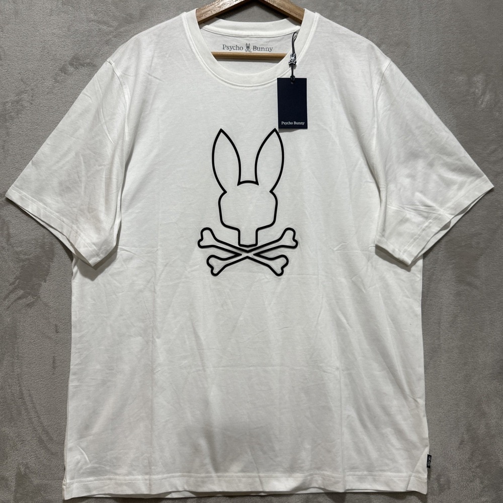 Psycho Bunny Beaumont Metallic HD Graphic Tee Men's XS White Short Sleeve Logo